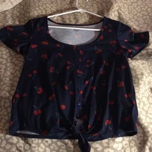Navy blue cherry top